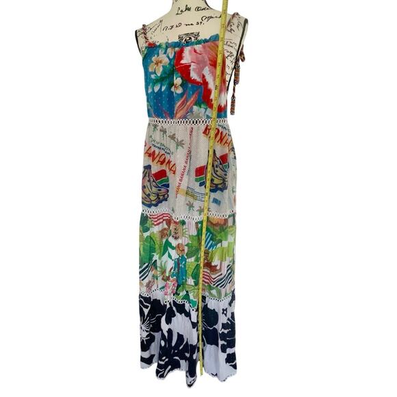 FARM RIO MAXI DRESS FLOWY SZ SMALL TROPICAL FRUITY PRINT MAXIMALIST AESTHETIC - Picture 8 of 16